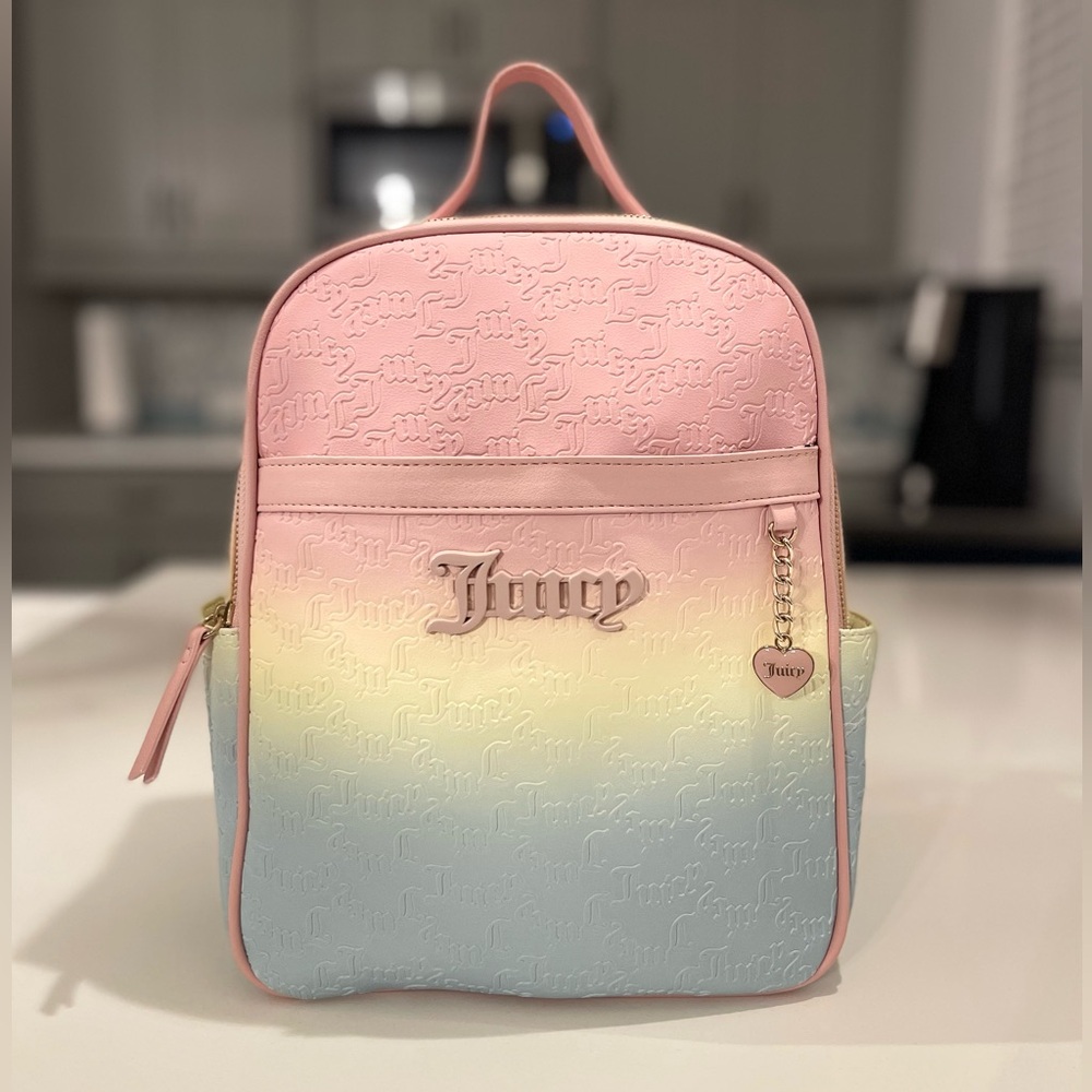 Juicy Couture Heartless Backpack Purse Pink Yellow Blue Ombré NWT 🩷🩵💛